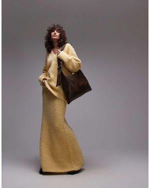 TOPSHOP Falda Amarillo De Punto Mullido De (Parte De Un Conjunto)