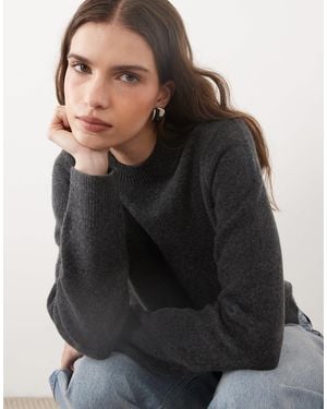 ASOS Wool Blend Neat Fit Sweater - Black