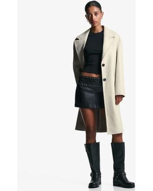 Bershka Cappotto Lungo Color Sabbia Morbido - Bianco