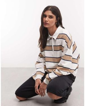 Nike Polo A Maniche Lunghe A Righe E Marrone - Neutro