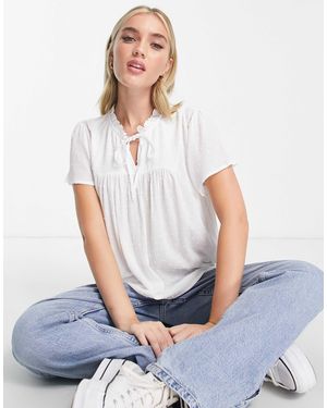 Jdy Short Sleeve Dobby Blouse - White