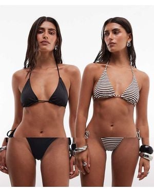 Weekday Set Van 2 Triangel Bikinitopjes Met Strik - Bruin