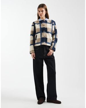 Vero Moda Geruit Kort Jack Zonder Kraag Met Bouclétextuur - Wit