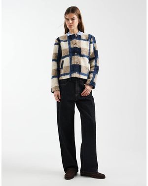 Vero Moda Geruit Kort Jack Zonder Kraag Met Bouclétextuur - Wit