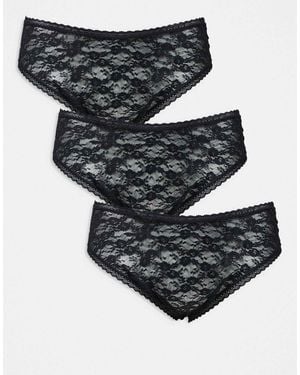 ASOS Asos Design Curve 3 Pack All Over Lace Brazilian Brief - Black