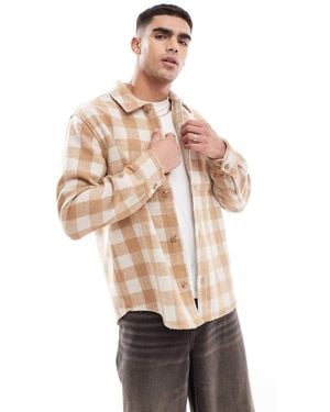 Jack & Jones Heavy Brushed Check Overshirt - White