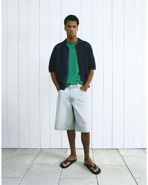 Pull&Bear Cutwork Knit Shirt - Green