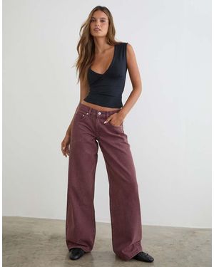 Motel Jeans Ampi A Vita Bassa Bordeaux - Rosso