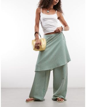 ASOS Pantaloni Dritti Verdi A Quadri Con Gonna - Verde