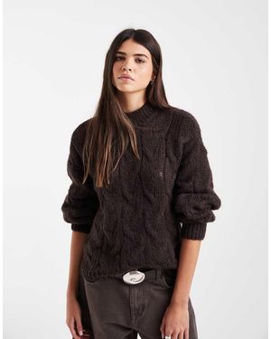 Vero Moda Oversized Trui Met Hoge Hals En Kabelbreisel - Zwart