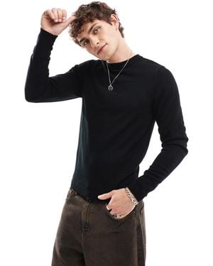 Collusion Soft Knitted Crew Neck Jumper - Black