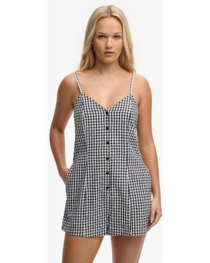 Superdry Gingham Cami Playsuit - White