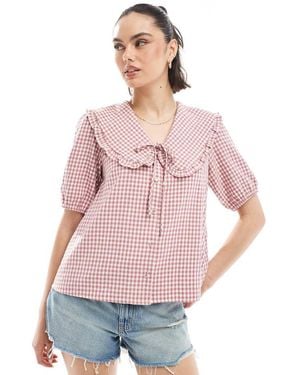 Threadbare Blouse Met Oversized Kraag - Roze