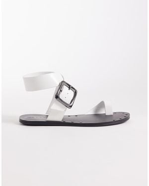 ASOS Freely Toe Loop Cross Strap Flat Sandals - White
