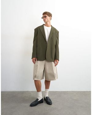 TOPMAN Oversized Fit Deconstructed Seersucker Blazer - Natural
