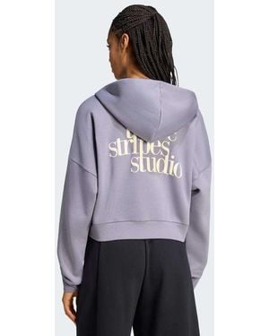 adidas Originals 3 Stripes Studio Hooded Tracktop - Purple