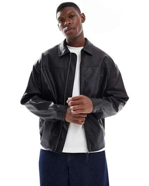 ASOS Faux Leather Bomber Jacket - Blue