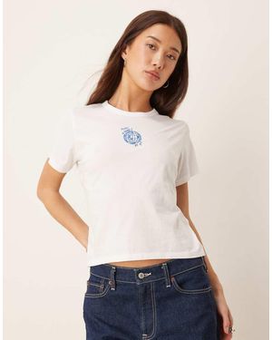 Abercrombie & Fitch Baby Tee With Disco Ball Graphic - White