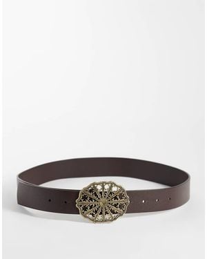 ASOS Waist And Hip Vintage Buckle Belt - Grey