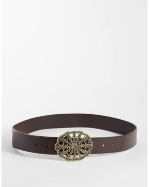 ASOS Cinturón Vintage Con Hebilla En La Cintura Y La Cadera - Gris