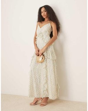 ANAYA Strappy Cross Back Ruffle Maxi Dress - Natural