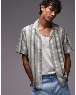 TOPMAN Camicia A Maniche Corte E Bianca A Righe Con Rever - Grigio