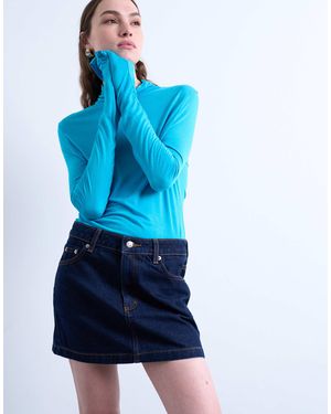 TOPSHOP Denim Pelmet Mini Skirt - White