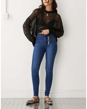 Noisy May Callie High Waisted Skinny Jeans - Blue