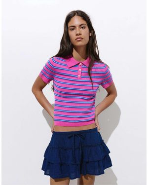 Pull&Bear Jupe-short en jean à volants - foncé - Violet