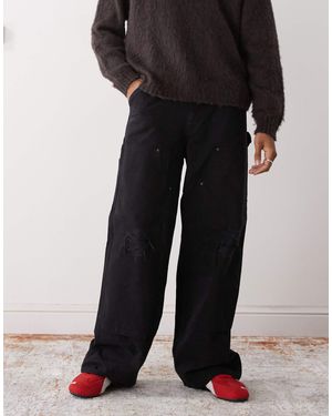 Weekday – oversize-workwear-hose aus canvas - Schwarz