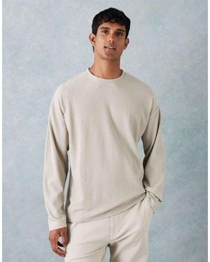 New Look T-Shirt A Maniche Lunghe Grigio Pietra A Nido D'Ape
