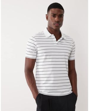 Mango Short Sleeve Striped Polo T-shirt - White