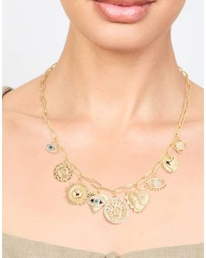 Lovisa Plated Evil Eye & Sun Charm Pendant Necklace - Natural