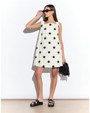 NARRATED Square Neckline Shift Mini Dress - White