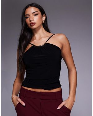 ASOS Slinky Cami Top With Metal Crescent - Gray
