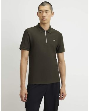 River Island Muscle Fit Cotton Textured Polo Shirt - Green