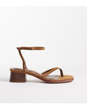 SEQWL Wide Fit Low Block Heeled Sandals - Brown