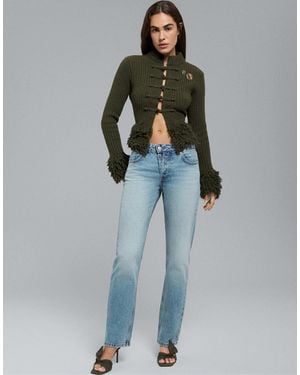 Stradivarius Petite jeans mit knopfleiste, gerader schmaler schnitt, - Blau