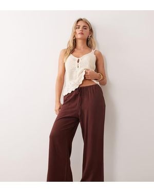 Miss Selfridge Linen Look Pull On Trouser - Purple