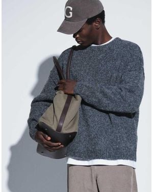 ASOS Relaxed Knitted Exposed Crew Neck Jumper - Blue