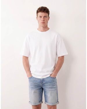ASOS Stretch Slim Regular Length Denim Shorts - White