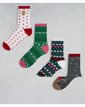 Vero Moda Confezione Da 4 Paia Di Calzini Natalizi Multicolore - Metallizzato