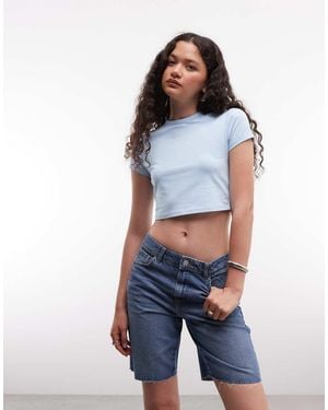 Noisy May High Waist baggy Denim Shorts - Blue