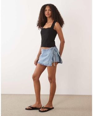 Mango Teen 100% Cotton Denim Mini Skort - Natural