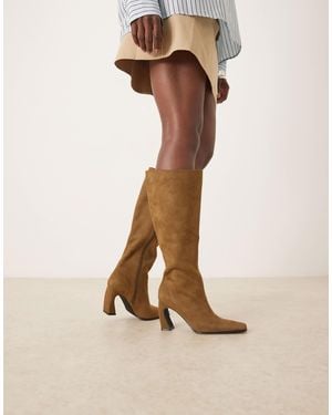 Raid Rosaleen Curved Heel Knee Boots - Natural