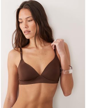 Lindex Shiny Satin Soft Bralet - Brown