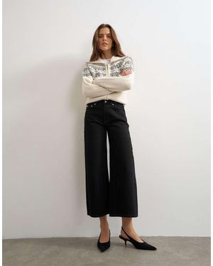 TOPSHOP Vaqueros Cropped De Talle Medio En - Blanco