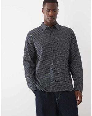 ASOS Relaxed Micro Check Shirt - Grey