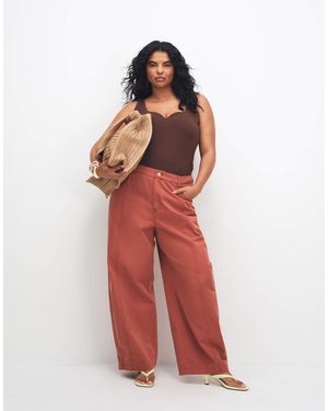 ASOS Asos Design Curve Barrel Pants With Washed Effect - Red