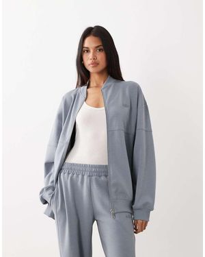 Kaiia Oversized Jack Van Premium Katoen Met Rits En Interlocknaden - Grijs